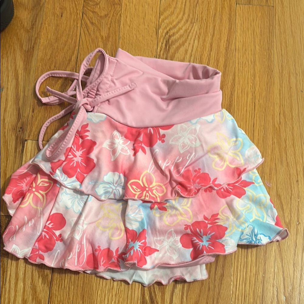 Floral Pink Ruffle Skirt